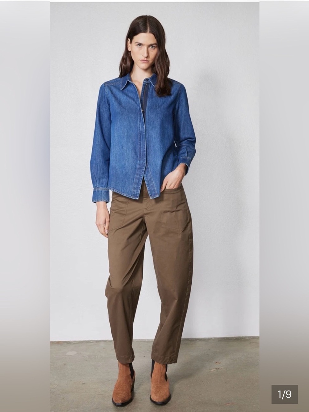 Ruti Slouchy Twill Barrel Leg Pants 6 Utility Quiet Luxury Capsule Khaki Chic